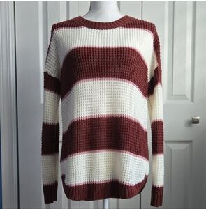 SO | Off White, Maroon, Pink Striped Sweater